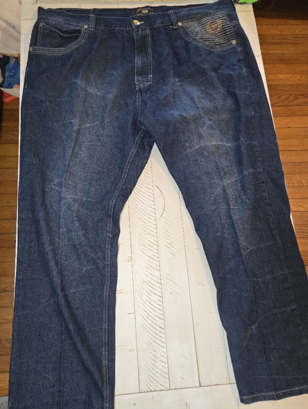 Phat Farm Phat Classics Baggy Jeans 50x34 Dark Wash Y2K Streetwear